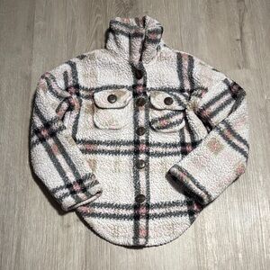 Simply Blessed Kids Plaid Sherpa Jacket